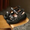 Sandals 2021 Summer Women Leather Designer Shoes Wadies Round Toes Tedges Woman Platform Heels Sandles Black Yellow Brown 34-42