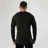 Casual Long Sleeve Cotton T-shirt Men Gym Fitness Bodybuilding Workout Slim T Shirt Male Solid Tee Tops Sport Training Clothing 210421