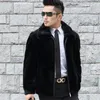 Men's Leather & Faux Mink Coat Male The Whole Paragraph Grass Zipper Skin Man Loose Bring Hat And Fur Wear