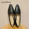 Sophitina Low-Heeled Retro Sapatos Mulheres Pequenas Square Toe Spring Sapatos Handmade Alta Qualidade Slip-On Verão Feminino Bombas AO608 210513