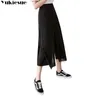 Streetwear Summer Hoge Taille Dames Choffon Capris Broek voor Vrouwen Broek Wide Been Broek Vrouw Splitsen Plus Size 2111008