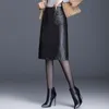 Skirts 2021 Spring Fashion Korean Women Elegant Genuine Real Leather High Waist Middle Long Skirt Plus Size 4XL Y299