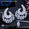 Unique Plant Element Fuchsia Red Cubic Zirconia Crystal Big Drop Earrings for Women Luxury Jewelry Collection CZ707 210714