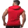 Mężczyźni Tank Topy Mięśni Bez Rękawów Sportowa Męskie Trening Siłownia Tank Top Kapturem Zipper Bawełniany Kulturystyka Tanktop Run Solid Camiany 210623