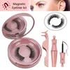 Magnetischer flüssiger Eyeliner, magnetisches Kit für falsche Wimpern, Seidenwimpern, kein Kleber erforderlich, wiederverwendbar, 5 Magnete, Wimpern mit Make-up-Spiegel, Pinzette, kostenloses DHL