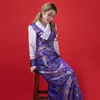 Tibetan cheongsam Robe Traditional ethnic Clothing for women embroidered Gown Spring Autumn elegant Oriental Costume