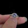 Real Natural Moissanite 3CT CARAT Кольца для женщин Вовлечение S925 Серебряный Кольцевый Обнаружение AU750 D Цвет Невеста Ювелирные Изделия Drop Доставка