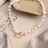 Kinfolk Nowe Koraliki Kobiety Neck Chain Pearl Choker Naszyjnik Gold Color Goth Chocker Biżuteria na szyi Wisiorek 2021 Kołnierz G1206