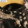 Donna Vintage Cashew Nut Totem Stampa floreale Telai Mini abito Femme Golden Line Vestido Petto Camicia Abiti DS4853 210416