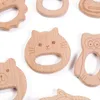 아기 천연 나무 teether 장난감 동물 고양이 기린 곰 비스킷 도넛 기타 디자인 모터 개발 및 감각 기술 장난감