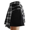 YBYr Harajuku Plisowany Spódnica Damska Nieregularna A-Line High Waist Plaid S Punk Sexy Clubwear Loose Mini XS-4XL 210621