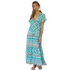 Maxi abito estivo stampato sexy scollo a V manica corta vintage Vestido Beach Boho abiti casual abiti lunghi da donna 2021