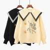 H.SA Зимняя одежда Женщины Kawaii свитер и вытягивающие перемычки черный белый мультфильм Unicorn вышивка вышивка Pull Femme Hiver 210716