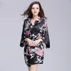 Женская спящая одежда дизайнер бренда женский печатный цветочный кимоно платье платье шелковый атлас свадьба робичка ночная рубашка цветок S M XL XXL XXXL D125-09