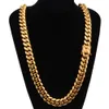 8mm/10mm/12mm/14mm/16mm smycken i rostfritt stål 18K guldpläterade högpolerade Miami Cuban Link Halsband Punk Curb Chain K3587