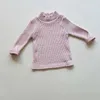 Våren nya mode baby flickor t shirt barn toppar kläder barn t-shirts för småbarn pojkar solid bomull långärmad topps 210413
