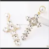 Charm Jewelry Drop Delivery 2021 Exaggerated Alloy Square Rhinestone Cross S925 Sier Needle Female Full Diamond Earrings O6Han