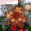 Christmas Decorations LuanQI 5Pcs Glitter Artifical Flowers Xmas Tree Pendant For Home Navidad Ornament Year Gift