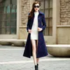 Kvinnors ull blandar överlägsen kvalitet Kvinnor Coat Autumn Winter Plus Size S-3XL X-Long Brodery Geometric Slim Female WHF53 BERY22