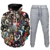 Survêtements pour hommes Hommes 2022 Mode 3D Sweats à capuche Costumes Sweat-shirt Joggers Funny Harajuku Imprimer Ensemble Automne Hiver Unisexe Survêtement Vêtements