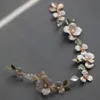 SLBRIDAL Handgemachte Ins Stil Legierung Green Leaf Kristall Strass Perlen Braut Stirnband Hochzeit Kopfschmuck Haar Zubehör Frauen X0625