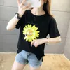 Flor impressão tshirt verão camisa solta fashion manga curta feminino roupas coreanas EE femme 210615