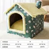 Dog House Kennel Soft Pet Bed Tent Indoor Enclosed Warm Plush Sleeping Nest Basket with Removable Cushion Travel Dog Accessory 202255v