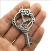 30pcs / lot clock key antique silver charms pendants for Jewelry Making DIY Necklace Bracelet Earrings Retro Style 60*34mm DH0793