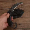 1 pcs Top Quality Karambit Facas AUS-8A Corrosão Padrão Padrão Lâmina Full Tang Black G10 Lidar com Lâminas Fixadas Faca de Garra com Kydex