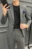 Trouwpakken voor mannen Gestreepte Business Casual Slim Pak Mode Bruidegom Tuxedos 2 Stks Set Blazer Broek Sociale Kleding 210527