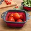 Newvegetable verktyg avloppskorg vikbar frukt tvätt sil portabel silikon colander collapsible dränering kök verktyg ewb6887