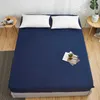 1Pc Cotton Fitted Sheet Solid Color Bed Cover Four Corners With Elastic Band Non-Slip Mattress Cover 90x190 180x200 210626