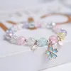 Fili di perline 2022 coreano dolce colorato braccialetto di fiori di cristallo intrecciato a mano braccialetto di perline trasparente per le donne ragazze gioielli da festa Fawn22