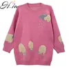 H.SA Winter Pullover and Sweaters Knit Jumpers Pink Sheep Pull Femme Christmas Pullovers Sweet Sweater 210417