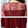 Plus Size 3XL 4XL Primavera 2021 Abito formale rosso Draw Back Sottile Big Femme Robe Net Yarn Ricamato Splicing Lungo Mujer Vestir Abiti casual