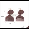 Dangle Chandelier Creative Wooden African Head Comb Wood Earrings Ear Studs Eardrop 6Styles Women Jewelry Gifts Accessory Ye9Cj K5Z6B