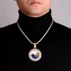 Anpassad PO Medaljong Pendant Flower Round Necklace Gold Color Copper Zircon Women's Hip Hop Street Jewelry With Tennis Chain223q