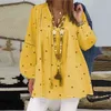 Star Print Plus Size Womens Tops And Blouses Spring Casual Hollow out Long Sleeve Tunic Female V Neck Loose Blouses Shirts 210401