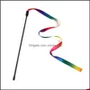 Kot Home Gardencat Zabawki 3 SZTUK Śmieszne Kij Zwierząt Zabawki Rainbow Wstążka Colth DIY Cienkie Colorf Rod Teaser Pole Interaktywne Dostawy Drop Dostawa 2