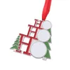 2021 Sublimation Blanc Blanc Décorations de Noël en métal Transfert de chaleur Pendentif Père Noël DIY Ornements d'arbre de Noël Cadeaux de Noël inscriptibles par avion A12