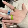 Anelli a grappolo Resina trasparente Rhinestone Giorriole geometrico colorato set per donne Gift di feste di gioielli 20219573971