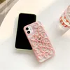 3D Love Heart Pink Phone Fodral för iPhone 11 Pro Max 12 XR XS X 7 8 Plus SE Cute Green Color Back Cover Coque Fundas