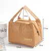 High Quality DuPont Paper Aluminum Film Bag Outdoor Picnic Insulation Bags ice lunch box kraft papers Bento Pack folding digestible Handbag Brown Size 4