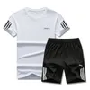 2021 Trainingspit Gym Summer Sneldrogende Herenkraag Korte Mouw T-shirt Tweedelige Set Running Ademend Casual Wear