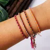 Gioielli che scrivono e suonano fatti a mano Bracciale filo ritorto Catena a maglie Cotone tibetano Rame Perlina Nappa Corda a mano regolabile