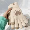 Frauen Herz Gestrickte Winter Handschuhe Nachahmung Nerz Haar Herbst Warme Dicke Handschuhe Nette Katze Pfote Muster Touchscreen Mädchen Handschuhe