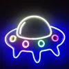 UFO statek kosmiczny neon LED przestrzeń wszechświat seria znaki świetlne USB wiszące na ścianie lampki nocne dla dzieci sypialnia prezent Bar strona główna dekoracja
