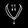 Kolczyki naszyjnik ślubny panna młoda perłowa kryształowe zestaw biżuterii dla kobiet koreańskie golarskie gniazdo biżuterii prezent
