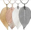 2021 Fashion Real Leaf Dipped Long Leaf Pendants Halsband för kvinnor Guldpläterad Handgjorda DIY Stray Leaves Halsband 4 färger DHL