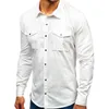 Chemises décontractées pour hommes Style japonais Hommes Chemise à coupe régulière Hommes Couleur unie Collier à manches longues Bouton Up Male270V